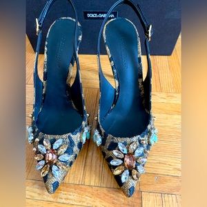 Dolce & Gabanna shoes. $1,300. Crystal embellished animal print shoes pumps 39